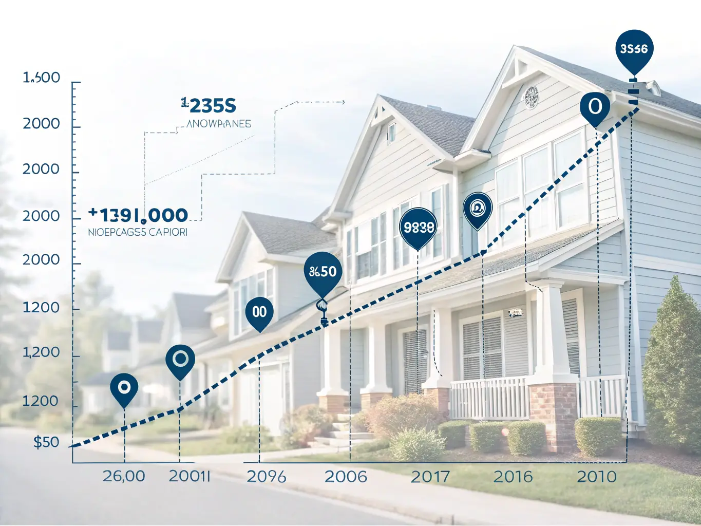 A graph showing the steady growth of property values and local business revenue in a town where CommunityCapital has invested in multiple revitalization projects, demonstrating the long-term financial benefits for investors and the community.