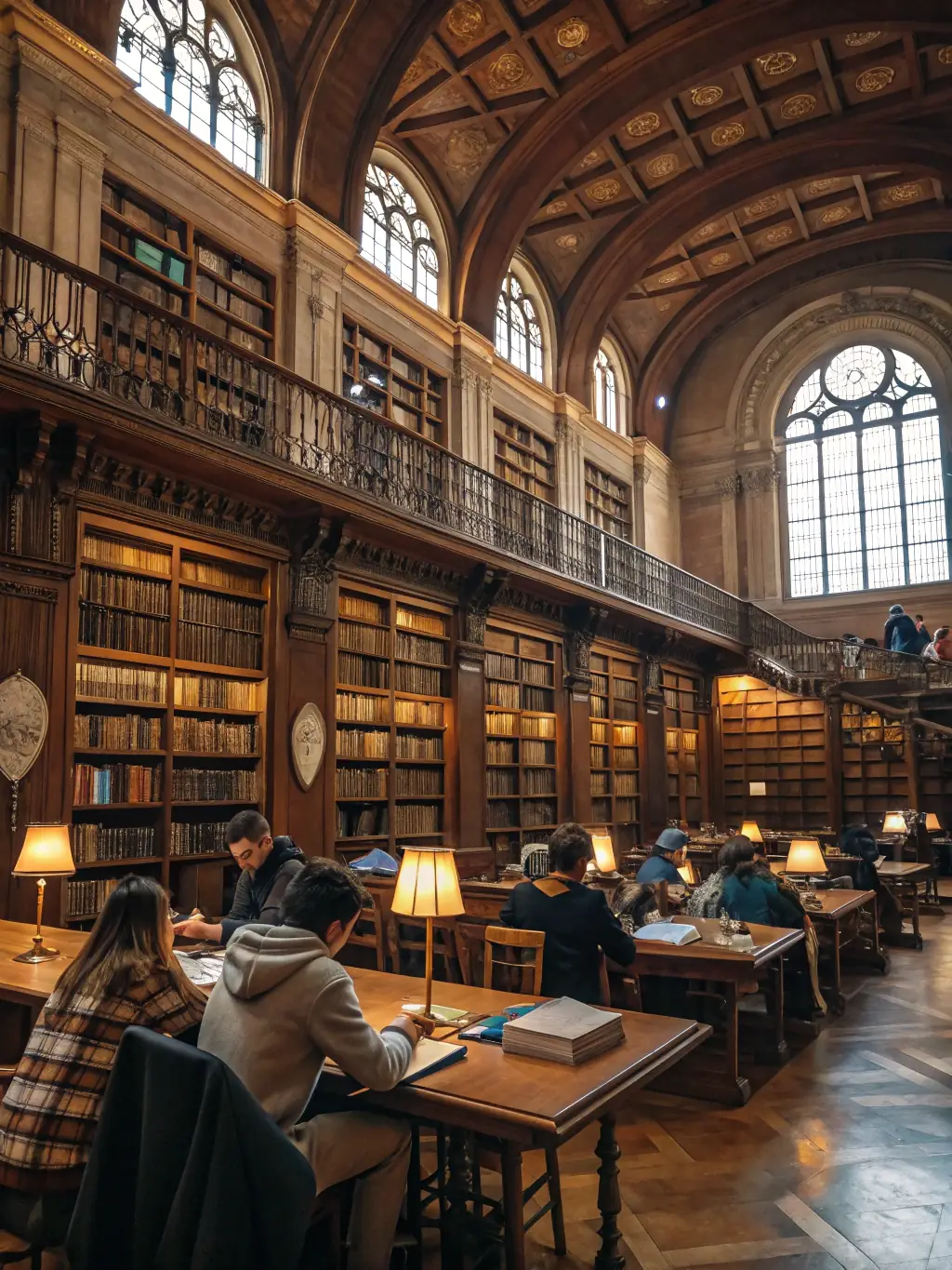 A renovated historic library with modern amenities, showcasing its architectural beauty and serving as a hub for learning and community gatherings, symbolizing educational investment and cultural heritage.